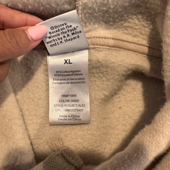 Disney Winnie the Pooh Embroidered Women’s Pullover Hoodie Sand -XL Comfy - Picture 6 of 7